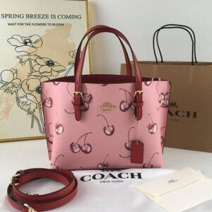 Coach Mollie  Tote Bag 25 With Cherry Print Crossbody Strap